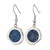 Stainless Steel Polished with Blue Druzy Dangle Shepherd Hook Drop French Wire Earrings, 42 mm - View 3
