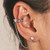 Stainless Steel Antiqued and Polished Cubic Zirconia Cuff Single Dangle Earring - View 3