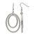 Stainless Steel Polished and Textured Double Oval Dangle French Wire Earrings