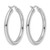 Rhodium-Plated 10K White Gold Hollow Polished Hinged Hoop Earrings, 30 mm, 3 mm Wide - View 4