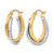 Rhodium-Plated 10K Two-Tone Gold Hollow Polished Hinged Hoop Earrings, 26 mm - View 2