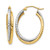 Rhodium-Plated 10K Two-Tone Gold Hollow Textured Hinged Hoop Earrings, 29 mm