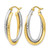 Rhodium-Plated 10K Two-Tone Gold Hollow Textured Hinged Hoop Earrings, 29 mm - View 2