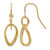 10K Yellow Gold Hollow Polished and Textured Shepherd Hook Dangle French Wire Earrings, 35 mm
