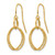 10K Yellow Gold Hollow Polished and Textured Shepherd Hook Dangle French Wire Earrings, 35 mm - View 2