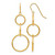 14K Yellow Gold 3 Circle Dangle Wire Drop French Wire Earrings, 46 mm