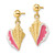 14K Yellow Gold White and Pink Enamel Conch Shell Dangle Earrings, 15.1 mm - View 2