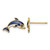 14K Yellow Gold Blue and White Enamel Dolphin Stud Earrings, 8.3 mm