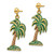 14K Yellow Gold Green and Brown Enamel Palm Tree Dangle Earrings, 31 mm - View 2