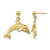 14K Yellow Gold Jumping Dolphin Dangle Earrings, 23.2 mm