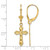 14K Yellow Gold Diamond-Cut Beaded Edge Cross Dangle Leverback Drop Earrings, 35.1 mm - View 4