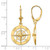 14K Yellow Gold Nautical Compass Dangle Leverback Drop Earrings, 34.3 mm - View 4