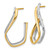 Rhodium-Plated 14K Two-Tone Gold Polished Diamond-Cut Twisted J-Hoop Post Earrings, 29.2 mm - View 2
