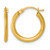 14K Yellow Gold 1.5 x 16.00 mm Polished Round Tube Hoop Earrings, 16 mm Long