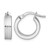 Rhodium-Plated 14K White Gold Hollow Polished and Grooved 4.00 x 15 mm Tube Hoop Earrings, 15.5 mm Long