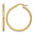 14K Yellow Gold Polished Diamond-Cut Textured 2.00 x 28 mm Tube Hoop Earrings, 30 mm Long