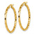 14K Yellow Gold Hollow Polished 2.3 x 30 mm Textured Tube Hoop Earrings - View 2