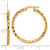 14K Yellow Gold Hollow Polished 2.3 x 30 mm Textured Tube Hoop Earrings - View 3