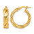 14K Yellow Gold Polished and Textured Twisted 5.00 mm X 20 mm Round Tube Hoop Earrings, 21 mm Long