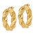 14K Yellow Gold Polished and Textured Twisted 5.00 mm X 20 mm Round Tube Hoop Earrings, 21 mm Long - View 2