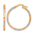 14K Yellow Gold Hollow with Rose and White Rhodium Polished Twisted 2.00 x 28 mm Tube Hoop Earrings, 30 mm Long