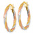 14K Yellow Gold Hollow with Rose and White Rhodium Polished Twisted 2.00 x 24 mm Tube Hoop Earrings - View 2