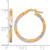 14K Yellow Gold Hollow with Rose and White Rhodium Polished Twisted 2.00 x 24 mm Tube Hoop Earrings - View 3