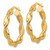 14K Yellow Gold Hollow Polished Twisted 4.00 x 27 mm Tube Hoop Earrings, 28 mm Long - View 2