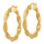 14K Yellow Gold Hollow Polished Twisted 4.00 x 33 mm Tube Hoop Earrings, 34 mm Long - View 2