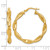 14K Yellow Gold Hollow Polished Twisted 4.00 x 33 mm Tube Hoop Earrings, 34 mm Long - View 3