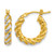 14K Yellow Gold with White Rhodium Polished Diamond-Cut Twisted 3.75 mm Tube Hoop Earrings, 17 mm Long