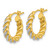 14K Yellow Gold with White Rhodium Polished Diamond-Cut Twisted 3.75 mm Tube Hoop Earrings, 17 mm Long - View 2