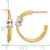 Rhodium-Plated 14K Two-Tone Gold Polished with Rings Double C-Hoop Post Earrings, 23.5 mm - View 3