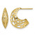 14K Yellow Gold Hollow Polished Fancy Cut Out Design Post J-Hoop Earrings, 18.5 mm