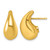14K Yellow Gold Hollow Polished 3D Curved Puffed Teardrop Stud Earrings, 19 mm