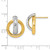 14K Yellow Gold Hollow and White Rhodium Polished Diamond-Cut Doorknocker Stud Earrings, 17.8 mm - View 3
