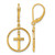 14K Yellow Gold Polished Cross in Circle Leverback Dangle Earrings, 19.35 mm