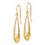 14K Yellow Gold Hollow Polished and Textured Teardrop Dangle French Hook French Wire Earrings, 39 mm - View 2
