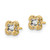 14K Yellow Gold Hollow with Rhodium Center Floral Shape Stud Earrings, 5.75 mm - View 2