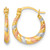 14K Yellow Gold Hollow with White Rhodium and Rose Gold-Plating Diamond Cut Polished 2.25 mm Twisted Hollow Hoop Earrings, 13 mm Long