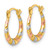 14K Yellow Gold Hollow with White Rhodium and Rose Gold-Plating Diamond Cut Polished 2.25 mm Twisted Hollow Hoop Earrings, 13 mm Long - View 2