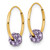 14K Yellow Gold Polished Lavender Crystal and Resin Bead Endless Hoop Earrings, 13 mm - View 2