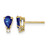 14K Yellow Gold 6 x 4 mm Pear Sapphire and 0.034ct Diamond Stud Earrings, 8 mm Long, I1 Diamond Clarity