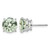 Rhodium-Plated 14K White Gold 10 mm Round Checker-Cut Green Quartz Stud Earrings, 11 mm Long