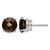 Rhodium-Plated 14K White Gold 10 mm Round Checker-Cut Smoky Quartz Stud Earrings, 11 mm Long