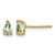 14K Yellow Gold 5 x 3 Pear Checker-Cut Green Quartz Stud Earrings, 6 mm