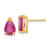 14K Yellow Gold 8 x 5 mm Pear Ruby Stud Earrings, 9.3 mm Long