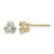 14K Yellow Gold 5 mm Trillion Checker-Cut Green Quartz Stud Earrings, 6 mm Long