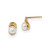 14K Yellow Gold 4-5 mm White Button Cultured Freshwater Pearl Post Dangle Stud Earrings, 8.49 mm Long