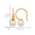 14K Yellow Gold Polished 6-7 mm Round White Cultured Freshwater Pearl Dangle Stud Earrings, 16.5 mm Long - View 3
